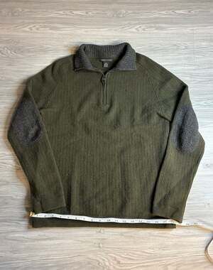 Banana Republic Quarter Zip Sweater Size L Olive Lambswool Cashmere